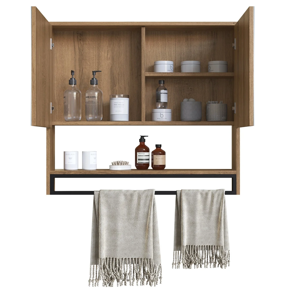 Gabinete de Banheiro Liny 80cm e Espelheira Moscow Mel Z54  - Mpozenato