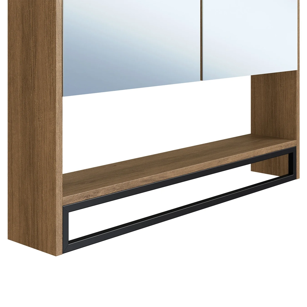 Gabinete de Banheiro Liny 80cm e Espelheira Moscow Mel Z54  - Mpozenato