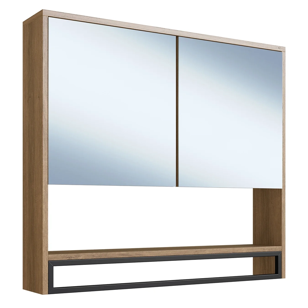 Gabinete de Banheiro Liny 80cm e Espelheira Moscow Mel Z54  - Mpozenato