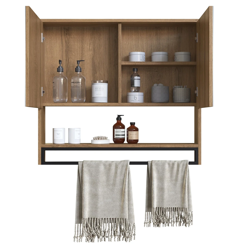 Gabinete Banheiro Liny Com Cuba e Espelheira Moscow Mel Z54 - Mpozenato