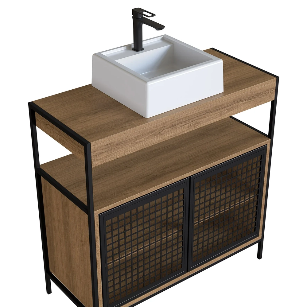 Gabinete Banheiro Liny Com Cuba e Espelheira Moscow Mel Z54 - Mpozenato