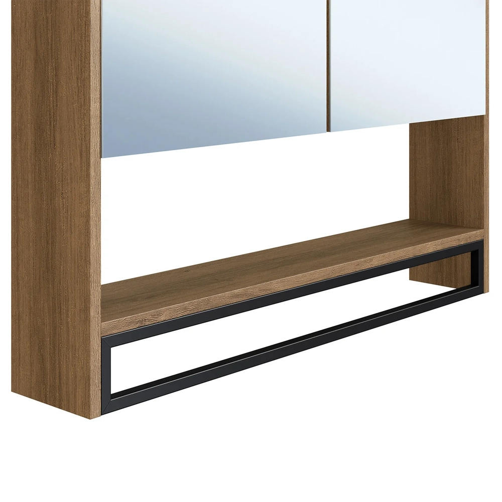 Gabinete Banheiro Liny Com Cuba e Espelheira Moscow Mel Z54 - Mpozenato