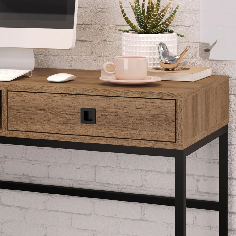 Mesa Escrivaninha Industrial 90cm 1 Gaveta Ivis Mel Z54     - Mpozenato