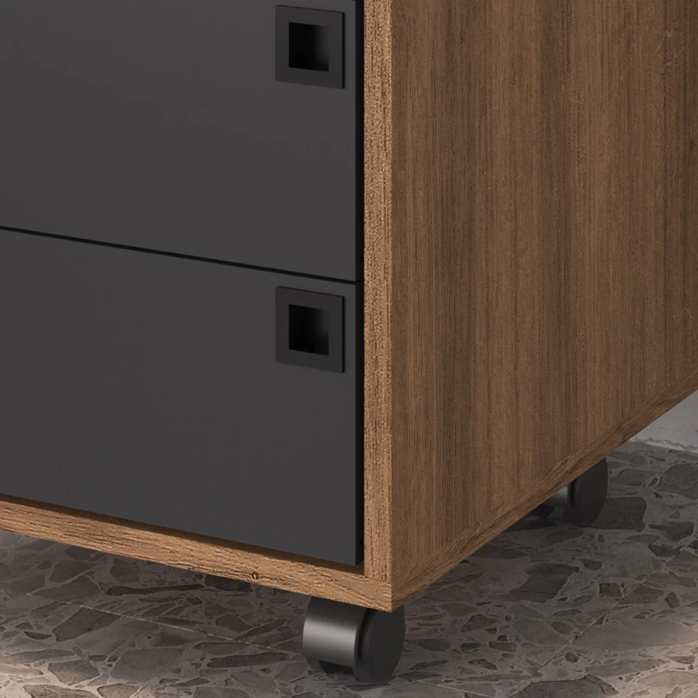 Gaveteiro Escritório 4 Gavetas com Rodízios Eden Grafite/Mel Z54 - Mpozenato