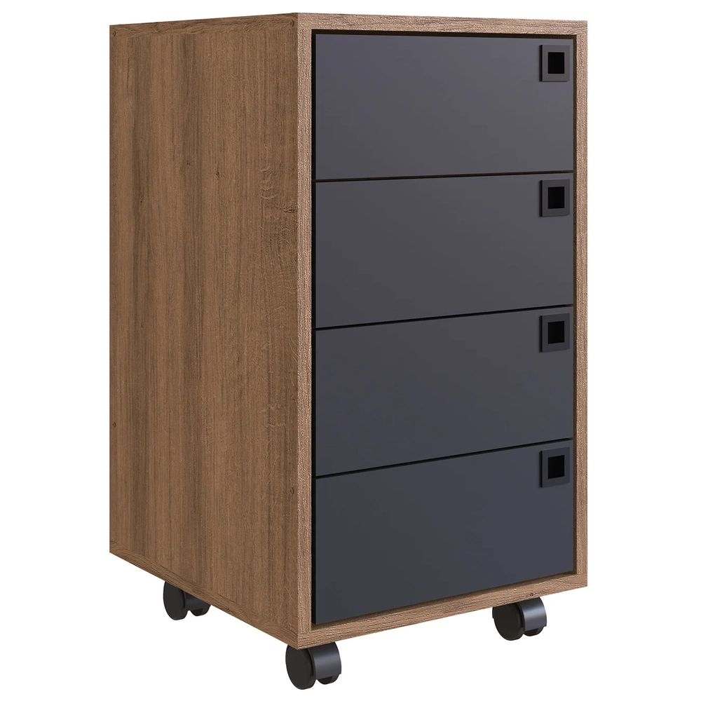 Gaveteiro Escritório 4 Gavetas com Rodízios Eden Grafite/Mel Z54 - Mpozenato