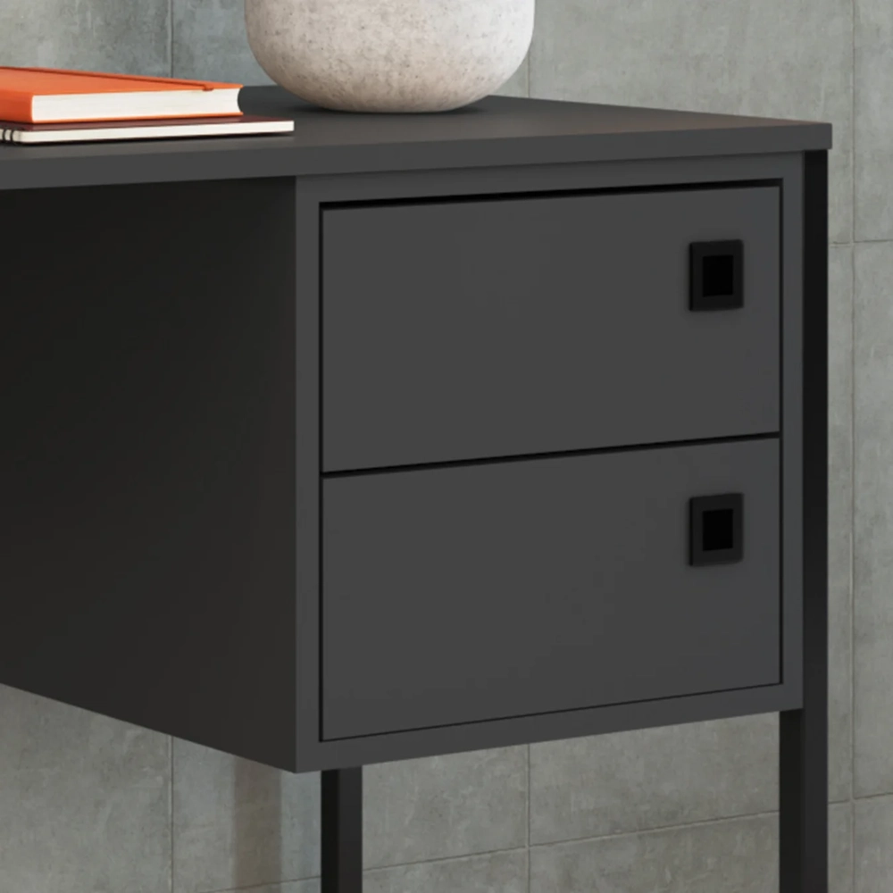 Mesa Escrivaninha Industrial 120cm 2 Gavetas Nubia Grafite Z54 - Mpozenato