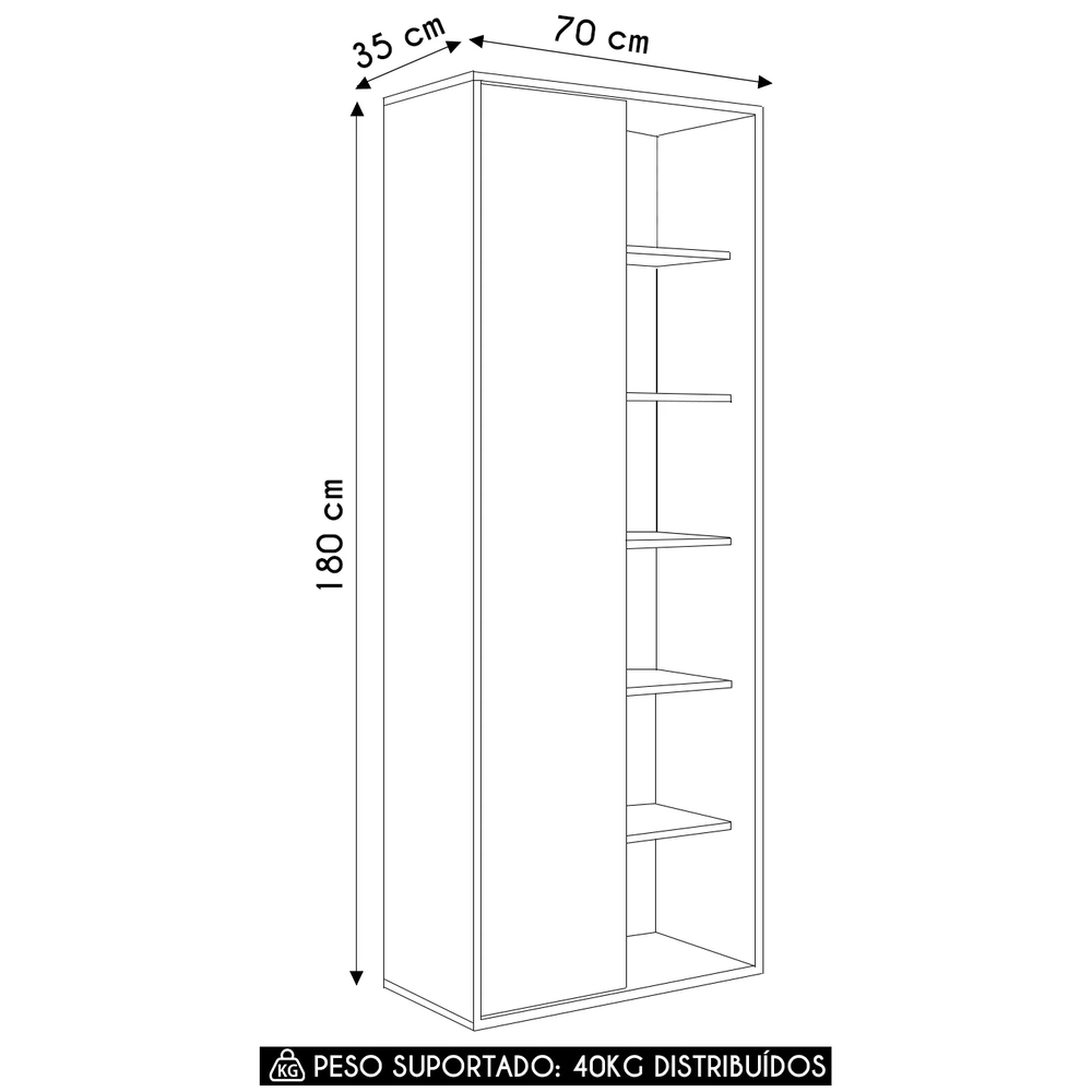 Estante Livreiro Multiuso 1 Porta Chelsy Grafite/Mel Z54    - Mpozenato