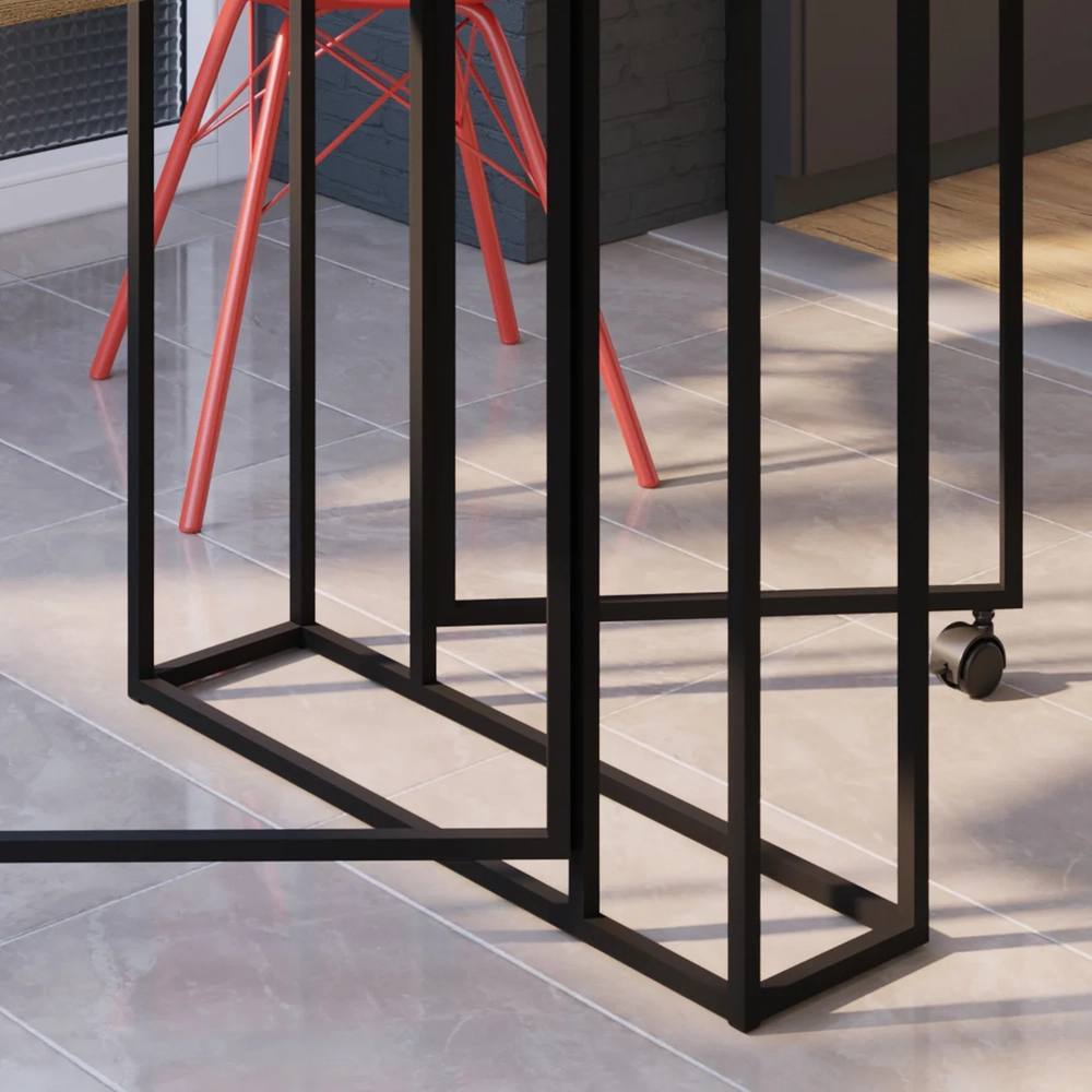 Mesa Industrial Para Cozinha 142cm Dobrável Naomi Preto Z54 - Mpozenato