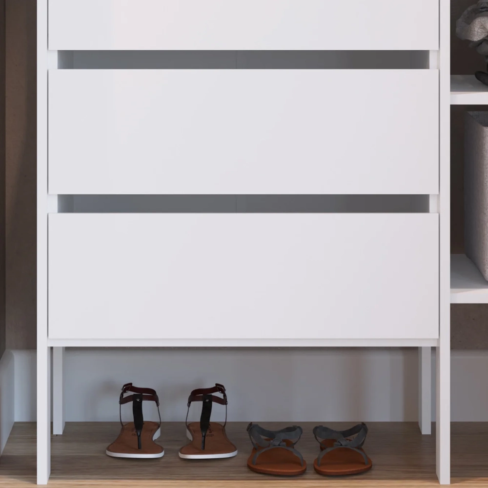 Guarda Roupa Closet 100cm com 3 Gavetas Lizze Branco Z54 - Mpozenato