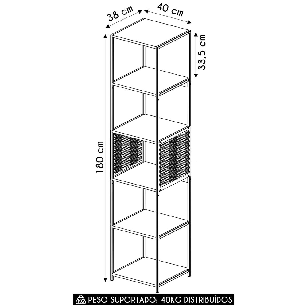 Estante Multiuso Industrial Alta com 4 Prateleiras Preto Z54 - Mpozenato