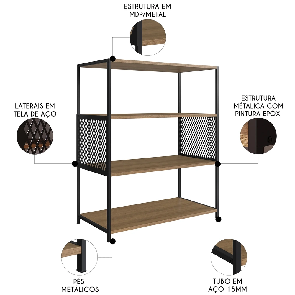 Estante Multiuso Industrial 77cm com Prateleiras Alure Mel Z54 - Mpozenato