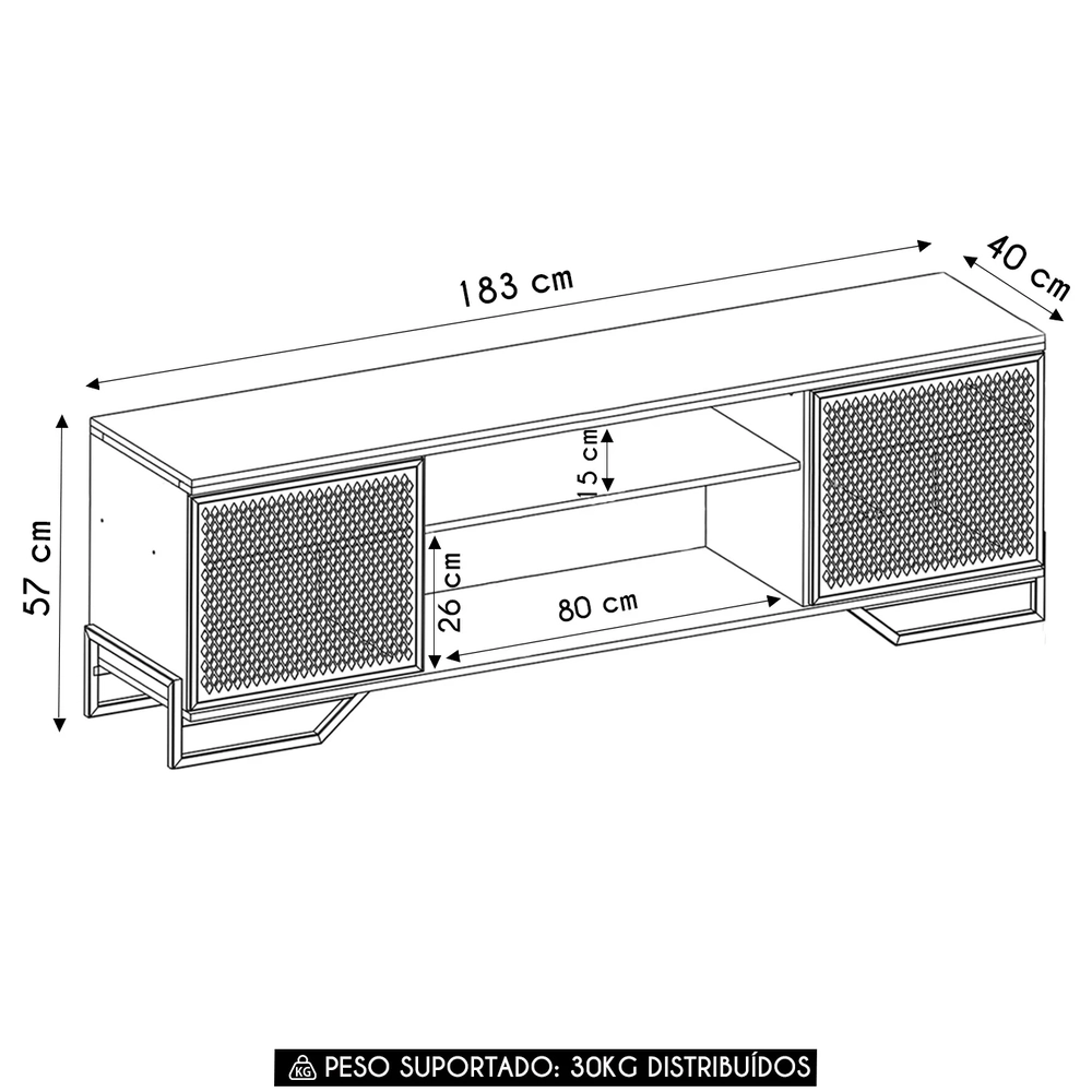 Rack Bancada Para TV 70 Pol Industrial Vesper Mel Z54       - Mpozenato