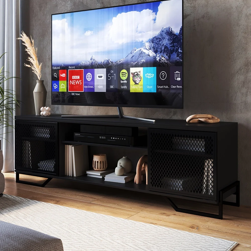 Rack Bancada Para TV 70 Pol Industrial Vesper Preto Z54     - Mpozenato