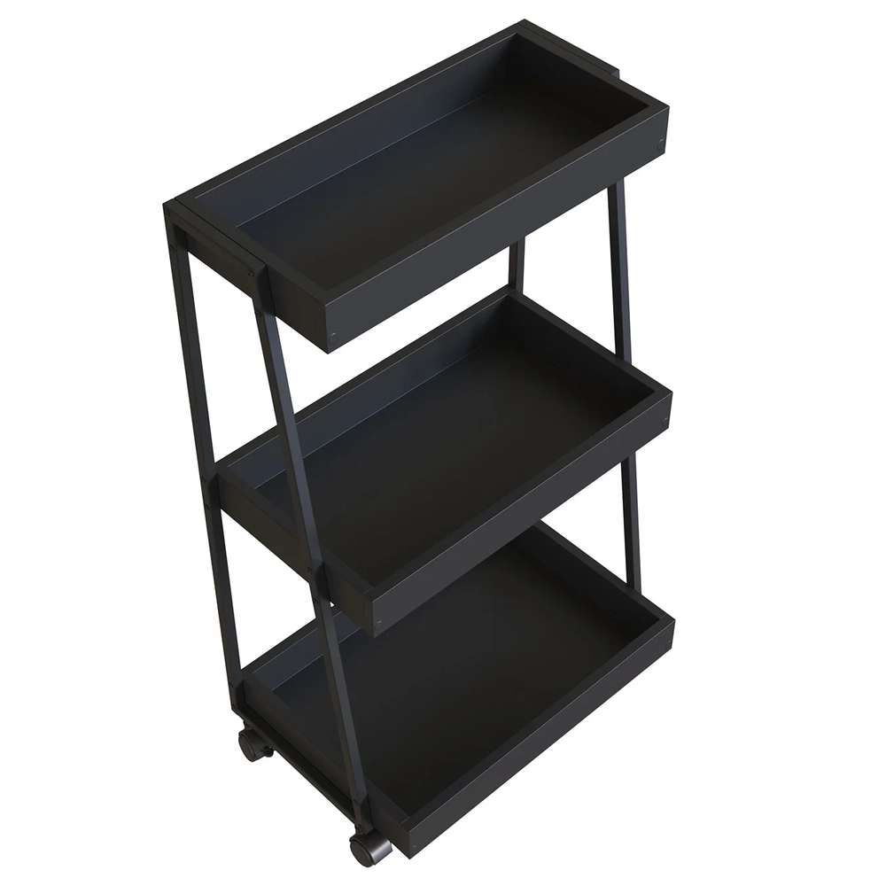 Carrinho Organizador Fruteira Industrial Multiuso Lino Preto Z54 - Mpozenato