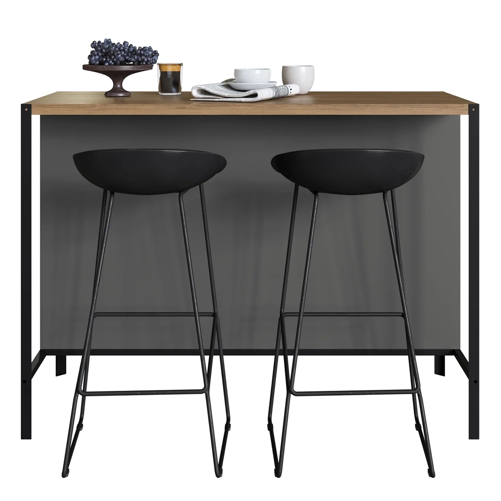 Mesa Bancada Gourmet Ilha Industrial Glenda Mel/Grafite Z54 - Mpozenato