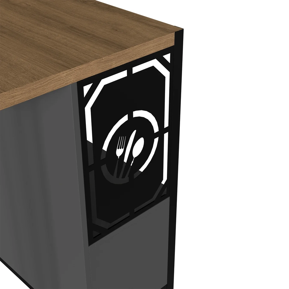 Mesa Bancada Gourmet Ilha Industrial Glenda Mel/Grafite Z54 - Mpozenato