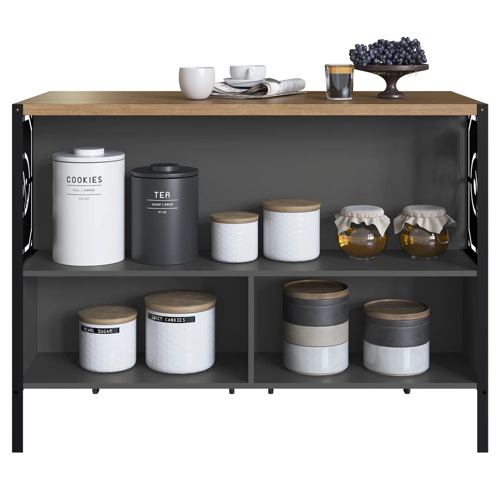 Mesa Bancada Gourmet Ilha Industrial Glenda Mel/Grafite Z54 - Mpozenato