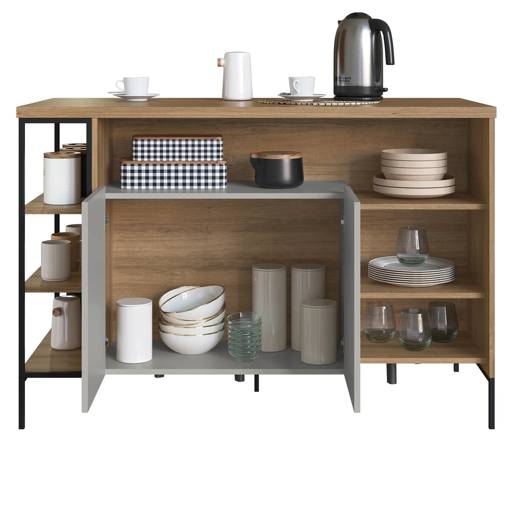 Mesa Bancada Ilha Industrial 2 Portas Jenny Mel Z54        - Mpozenato