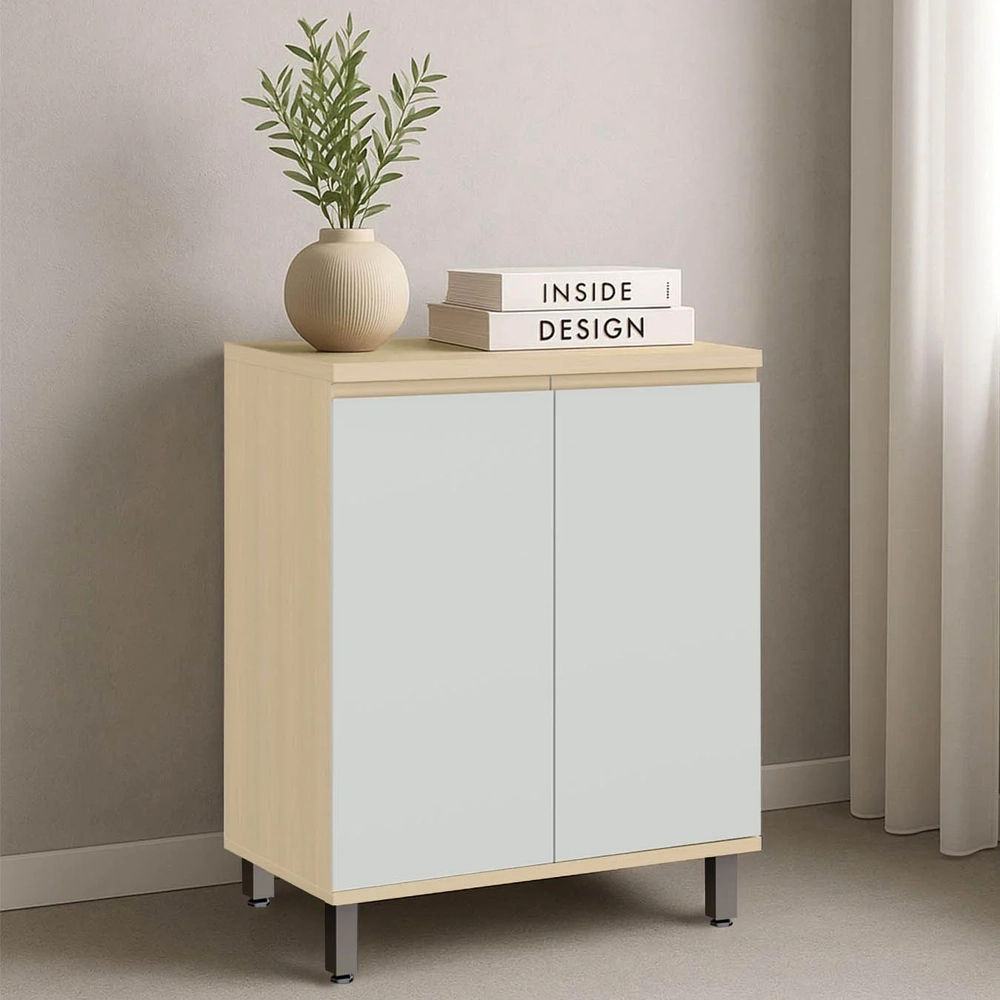 Balcão de Cozinha Tampo 60cm 2 Portas Pierre Carvalho/Cinza L01 - Mpozenato