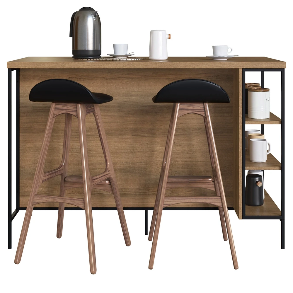 Mesa Bancada Ilha Industrial 2 Portas Jenny Mel/Grafite Z54 - Mpozenato