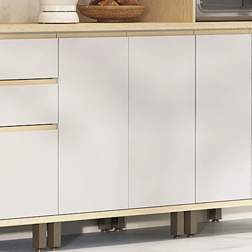 Balcão de Cozinha Tampo 80cm 2 Portas Pierre Carvalho/Cinza L01 - Mpozenato