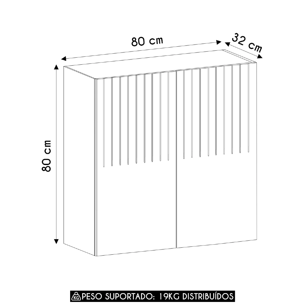 Armário de Cozinha 80cm 2 Portas Pierre Carvalho/Cinza L01 - Mpozenato