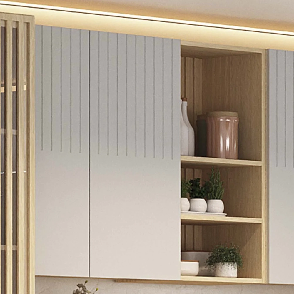 Armário de Cozinha 120cm 2 Portas Pierre Carvalho/Cinza L01 - Mpozenato