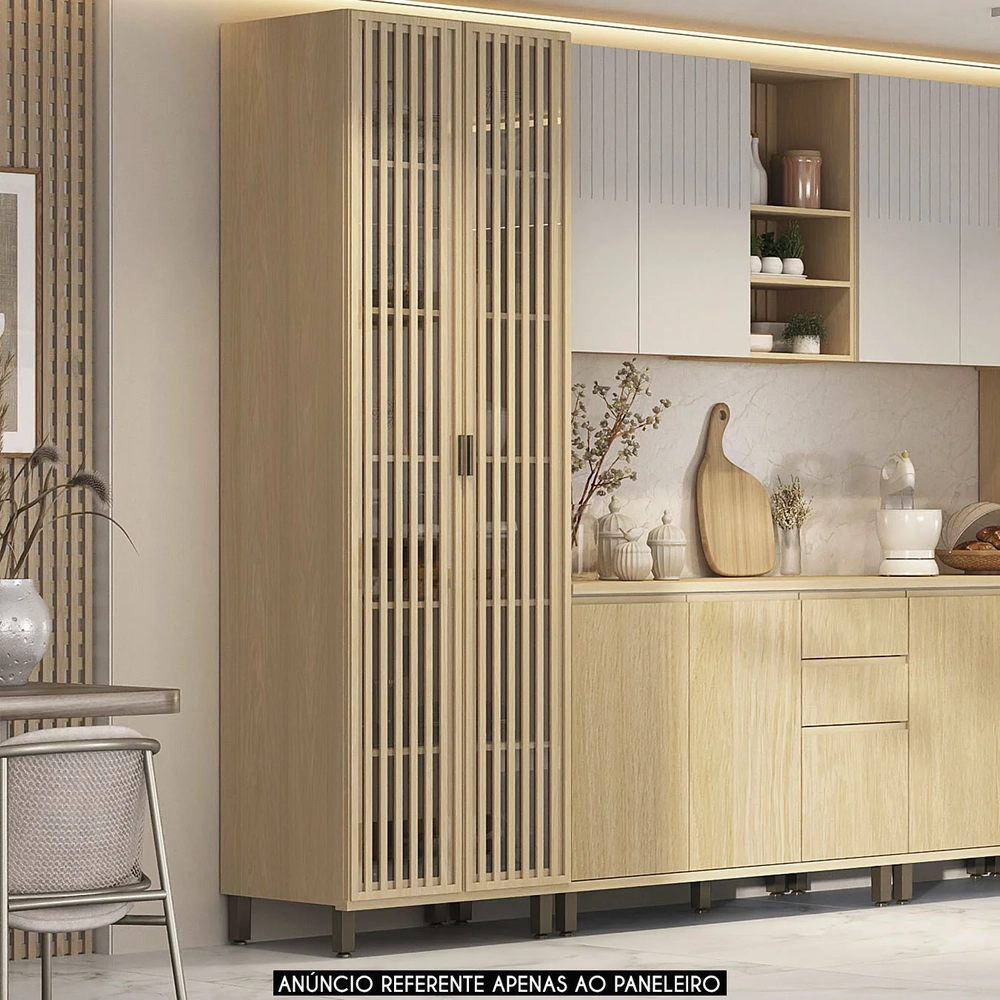 Paneleiro de Cozinha 2 Portas 70cm Cristaleira Pierre Carvalho L01 - Mpozenato