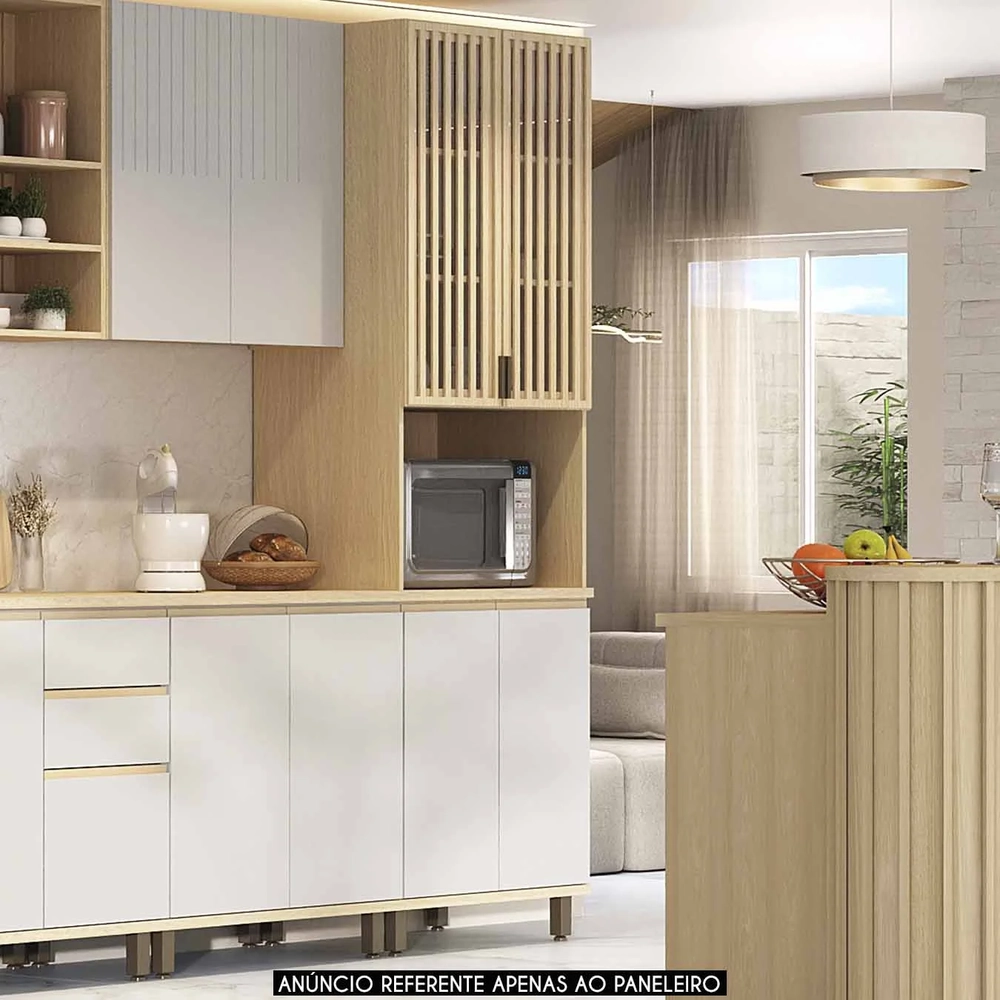 Paneleiro de Cozinha Para Micro-ondas Pierre Carvalho/Cinza L01 - Mpozenato