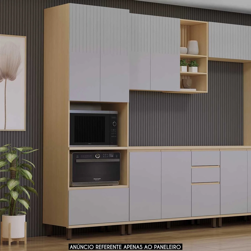 Paneleiro Cozinha Torre Quente 70cm Pierre Carvalho/Cinza L01 - Mpozenato