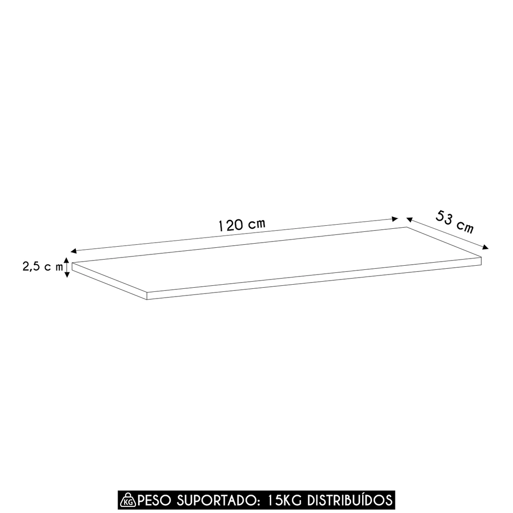 Tampo Para Balcão de Cozinha 120cm Pierre Carvalho L01 - Mpozenato