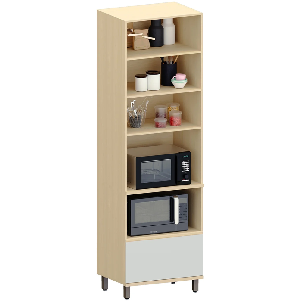 Paneleiro Cozinha Torre Quente Ripado Pierre Carvalho/Cinza L01 - Mpozenato