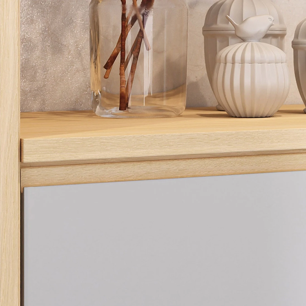 Balcão de Cozinha Com Tampo 120cm Pierre Carvalho/Cinza L01 - Mpozenato