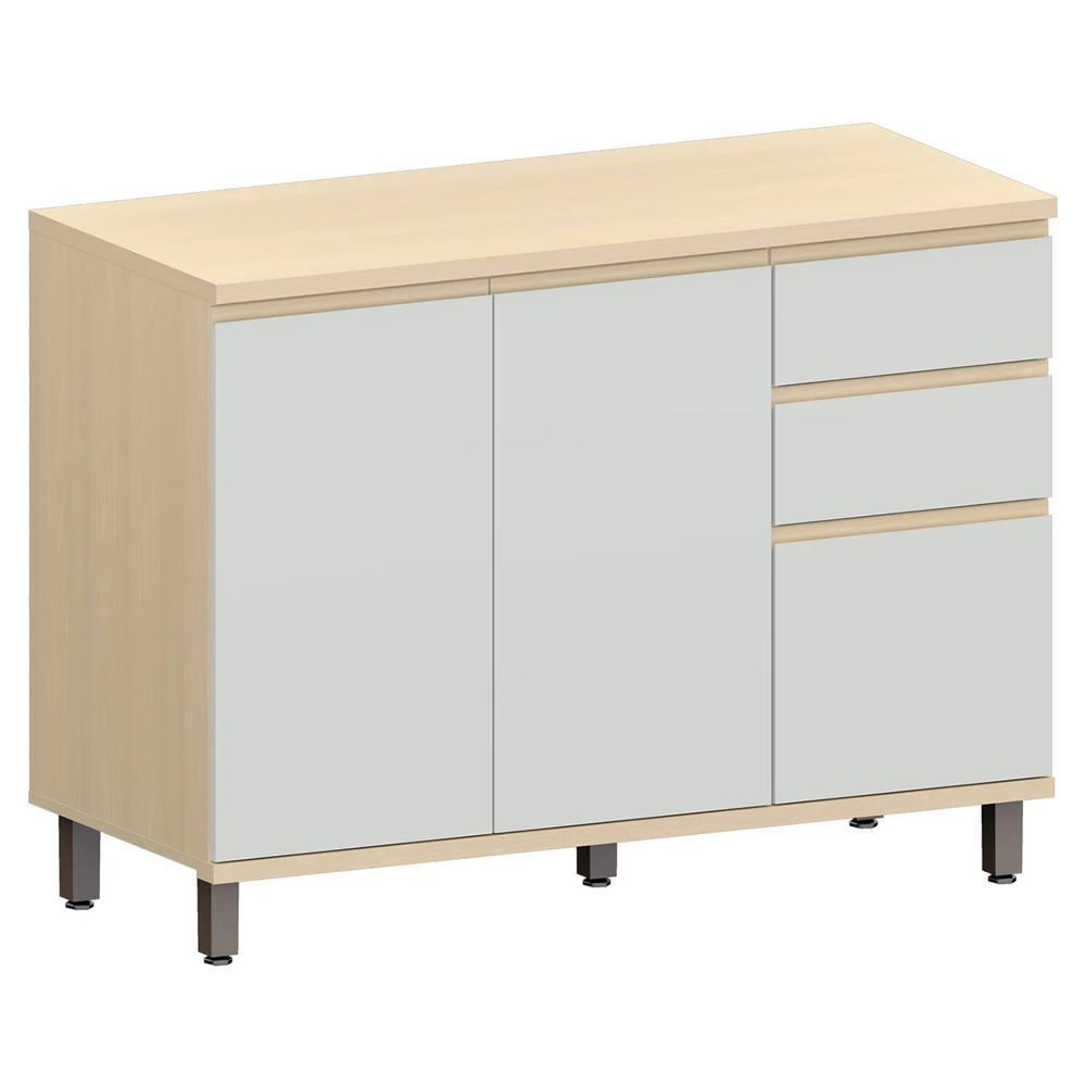 Balcão de Cozinha Com Tampo 120cm Pierre Carvalho/Cinza L01 - Mpozenato