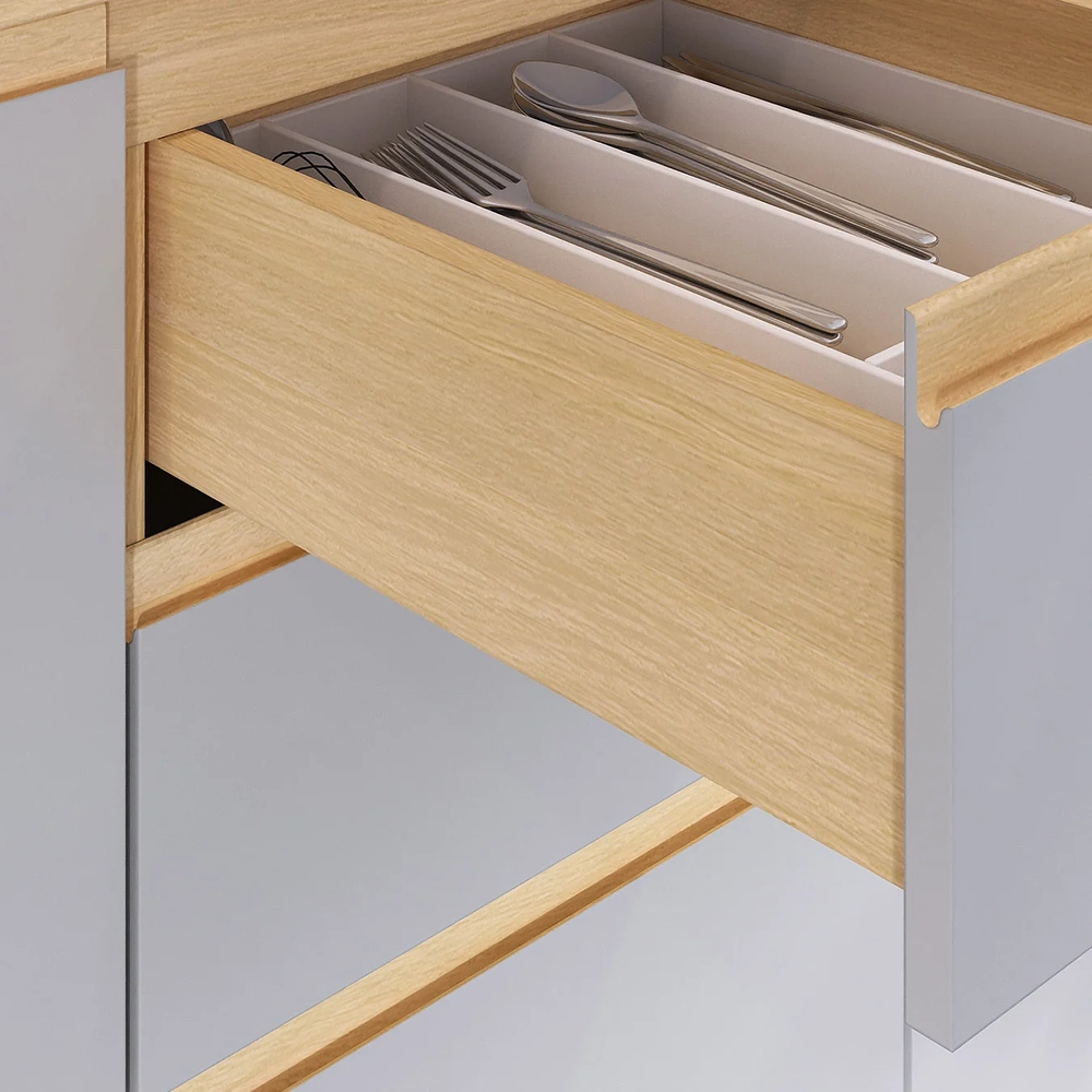 Balcão de Cozinha Com Pia Inox 120cm Pierre Carvalho/Cinza L01 - Mpozenato