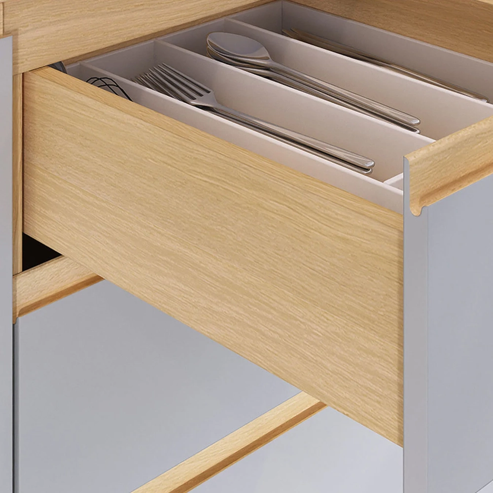 Balcão de Cozinha Tampo e Ilha 164cm Pierre Carvalho/Cinza L01 - Mpozenato