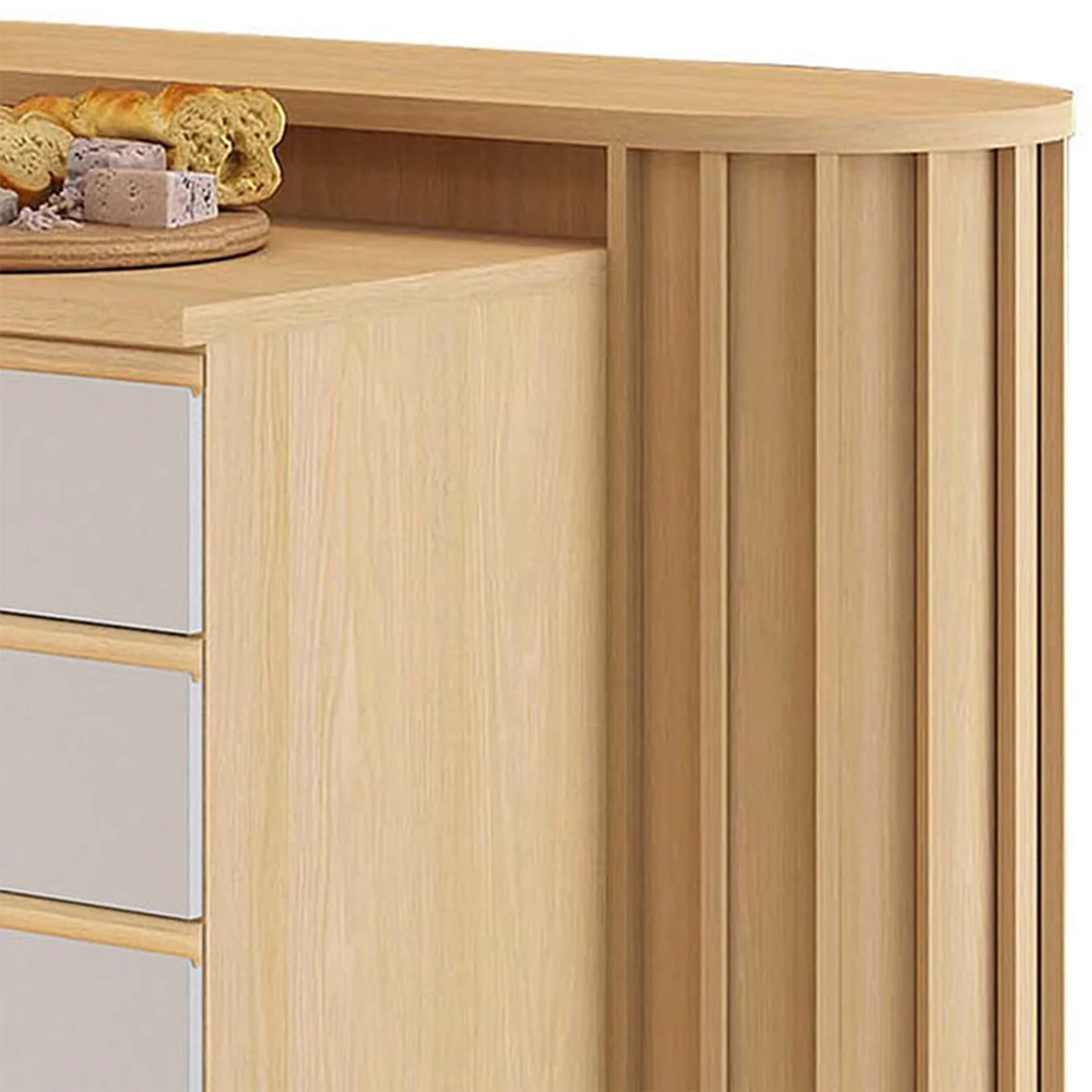 Armário de Cozinha 8 Peças CP04 Com Ilha Pierre Carvalho/Cinza L01 - Mpozenato