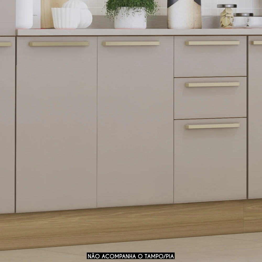 Balcão de Cozinha Para Pia 120cm Mirella Freijó/Cinammon L01 - Mpozenato