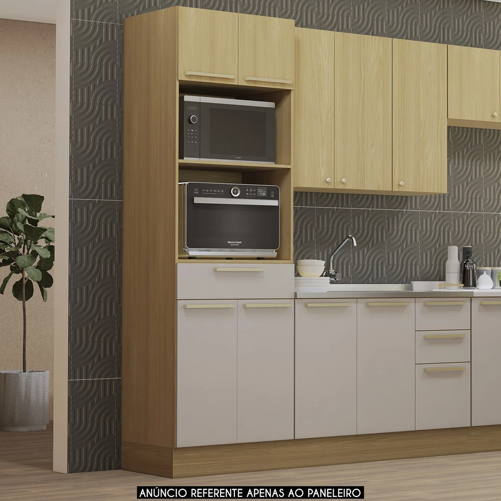 Paneleiro Cozinha Torre Quente 70cm Mirella Freijó/Cinammon L01 - Mpozenato