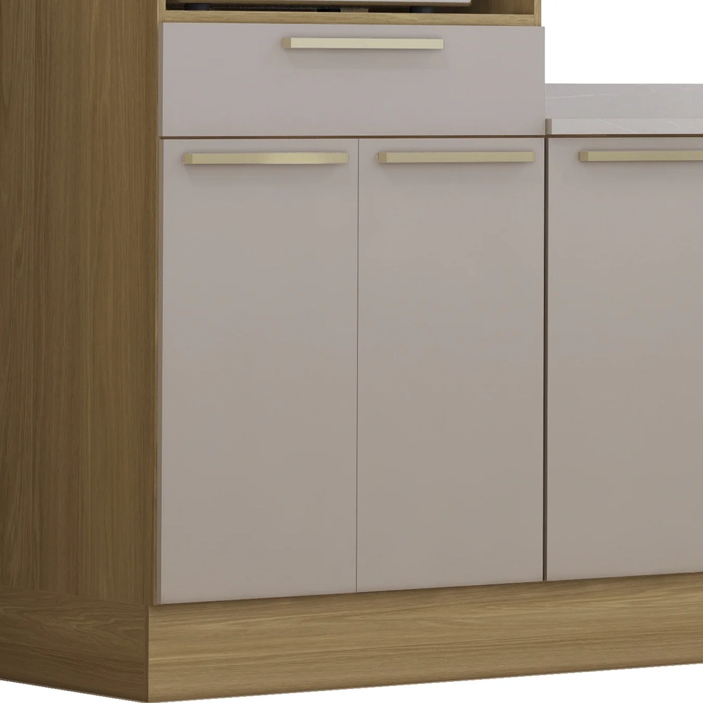 Armário Cozinha 6 Peças CP01 e Tampo Mirella Freijó/Cinammon L01 - Mpozenato