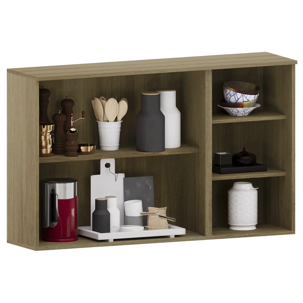 Armário de Cozinha Aéreo 120cm 3 Portas Nádia Mocca/Avelã L01 - Mpozenato