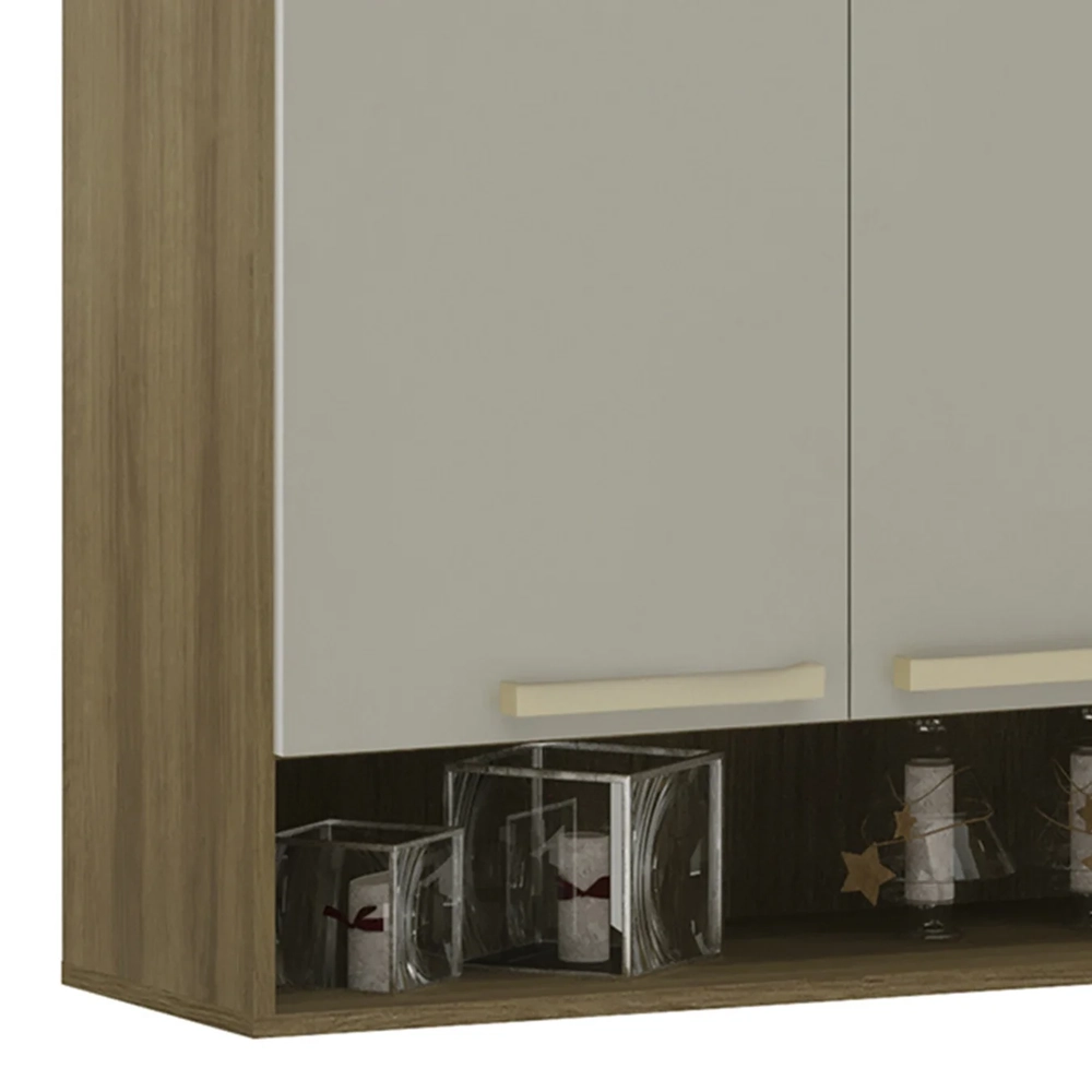 Armário Cozinha 120cm 3 Portas Com Nicho Nádia Mocca/Avelã L01 - Mpozenato