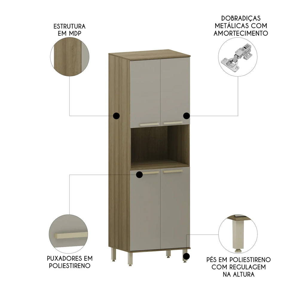 Paneleiro de Cozinha Para Micro-ondas Nádia Mocca/Avelã L01 - Mpozenato