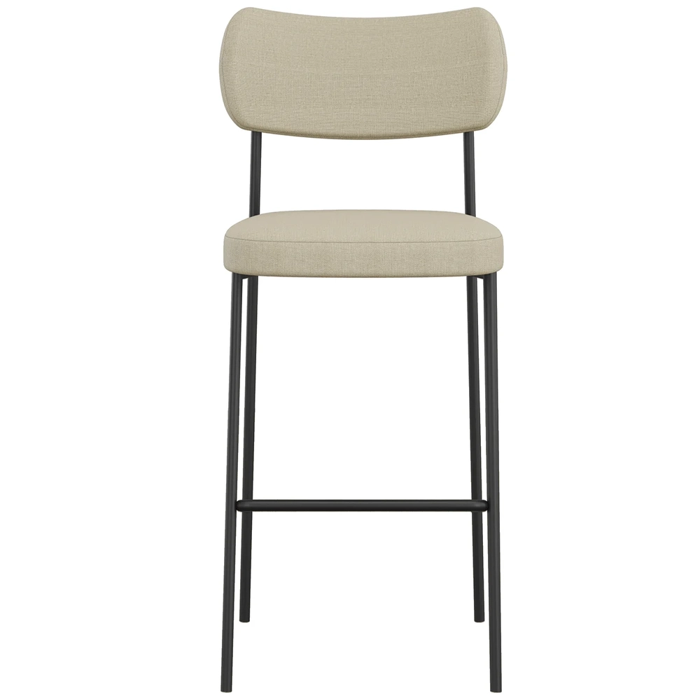 Banqueta Alta Bar Estofada Kit 2 Milli Linho Areia A14      - Mpozenato