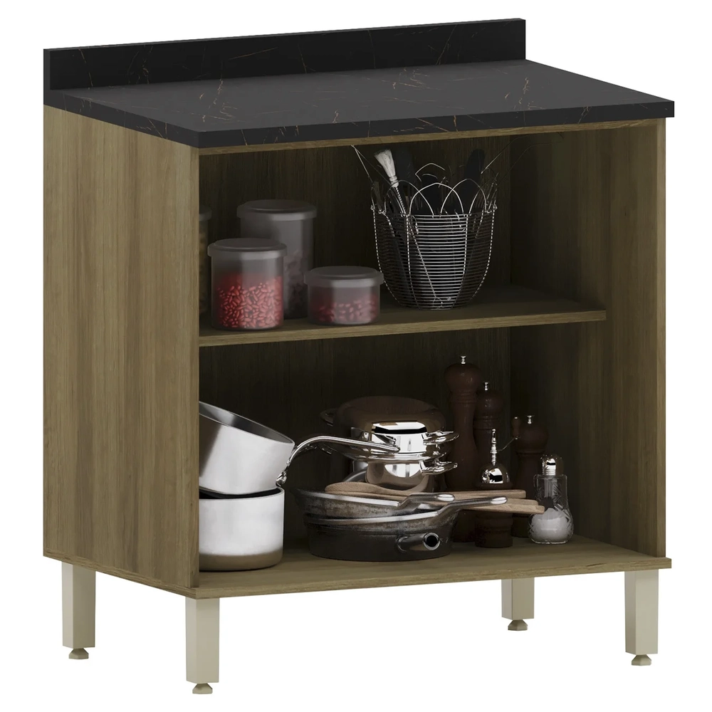 Balcão de Cozinha Com Tampo 80cm Nádia Mocca/Avelã L01 - Mpozenato