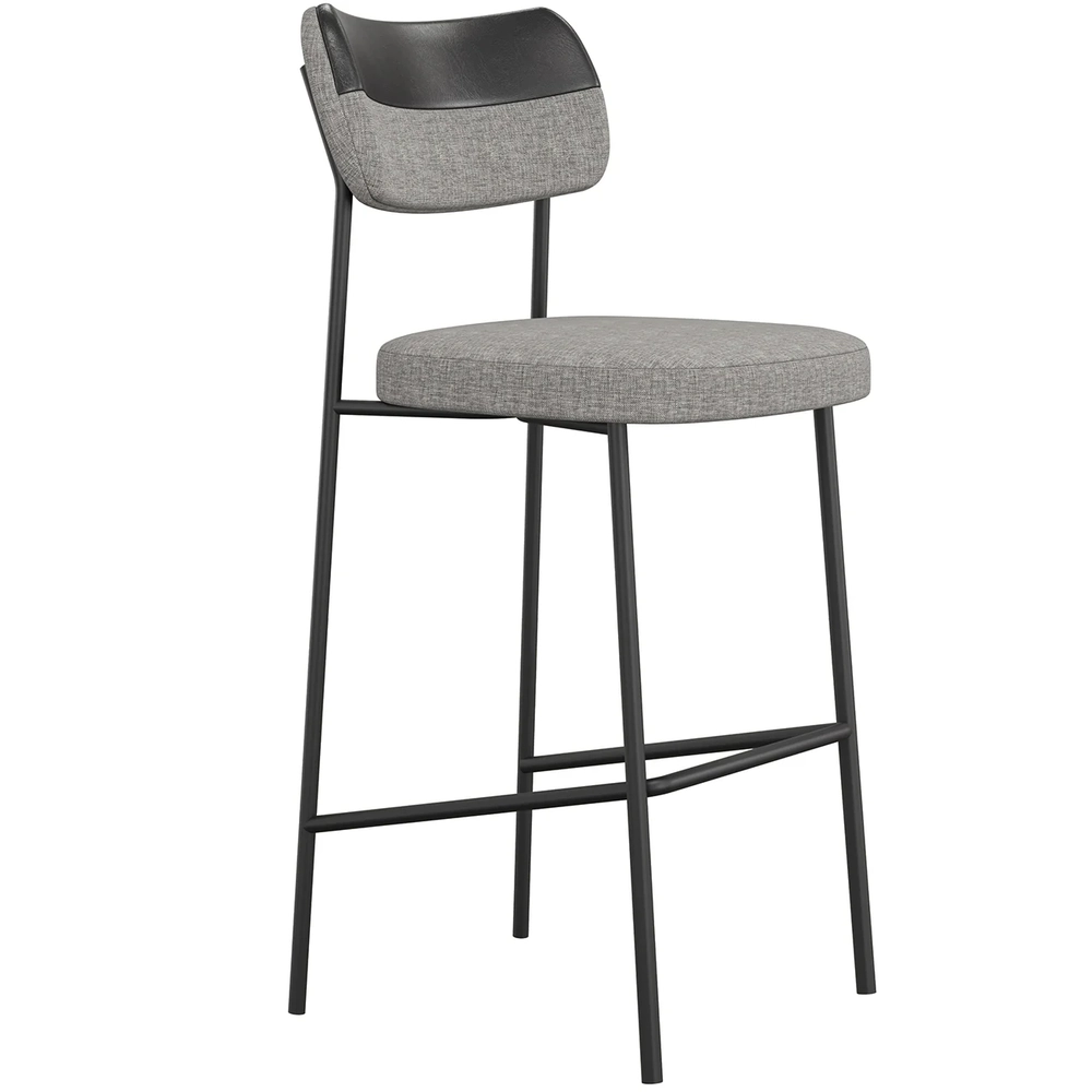 Banqueta Alta Bar Estofada Kit 10 Milli Linho Cinza/Preto A14 - Mpozenato