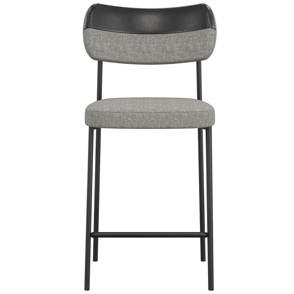 Banqueta Cozinha Média Milli Linho Cinza/Preto A14          - Mpozenato