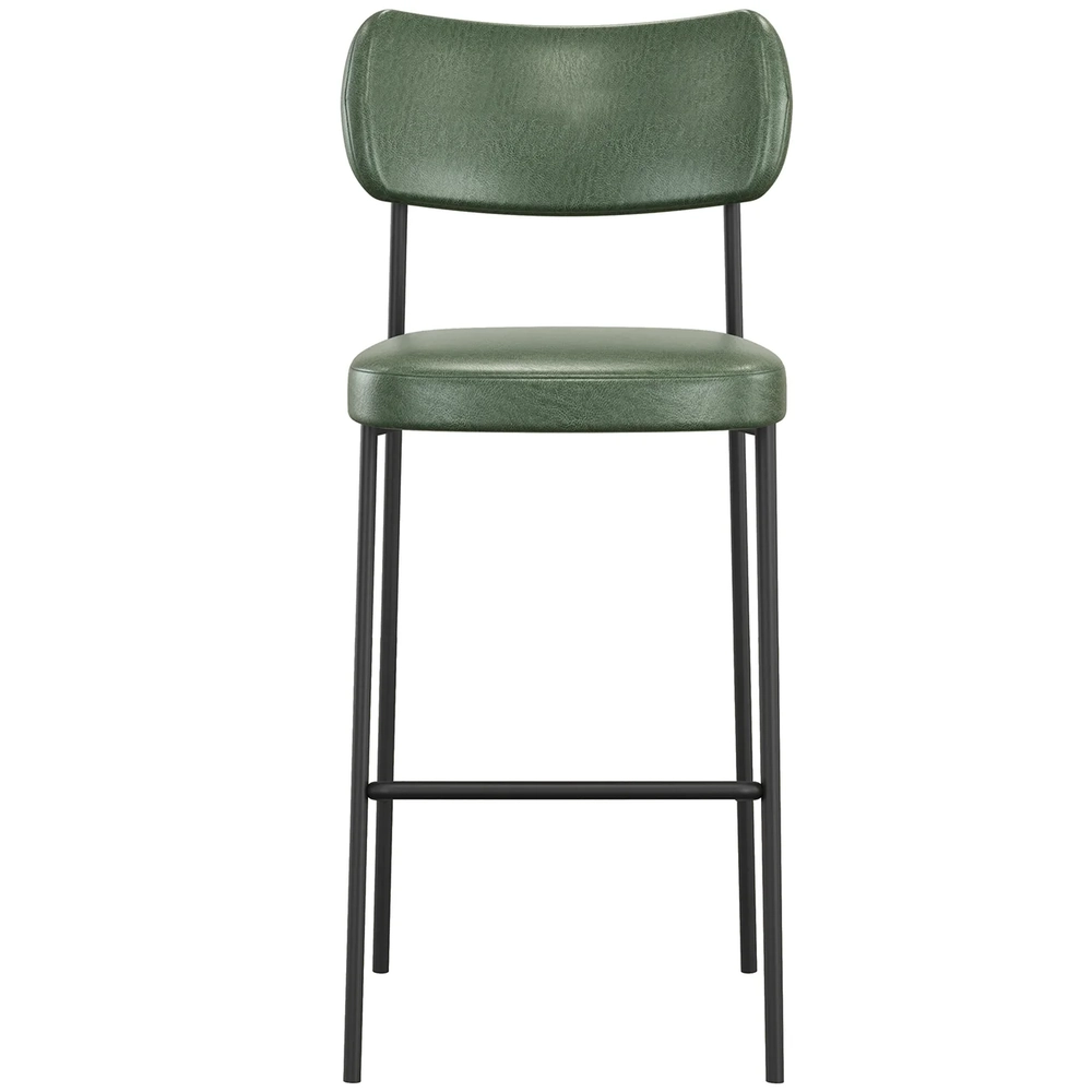 Banqueta Alta Bar Estofada Kit 2 Milli Sintético Verde A14  - Mpozenato