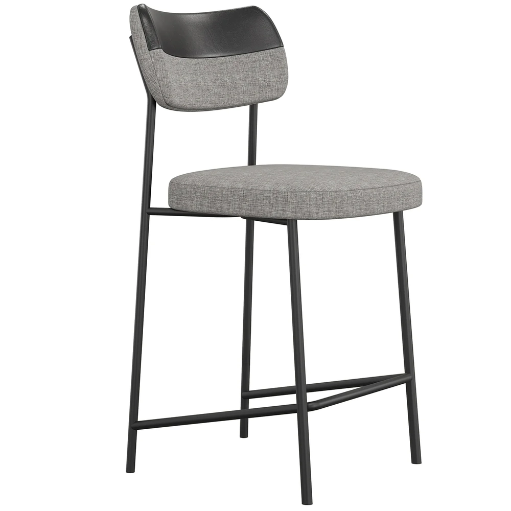 Banqueta Cozinha Média Kit 8 Milli Linho Cinza/Preto A14    - Mpozenato