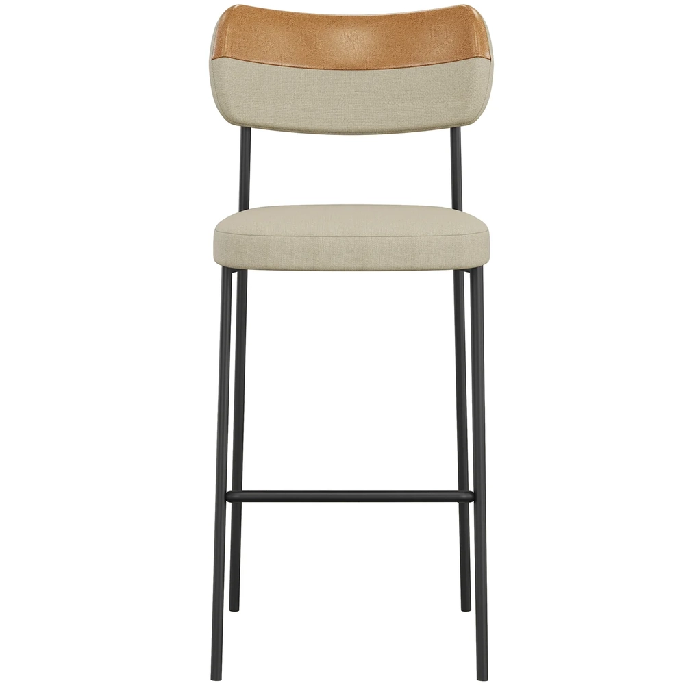 Banqueta Alta Bar Estofada Kit 2 Milli Linho Caramelo/Areia A14 - Mpozenato